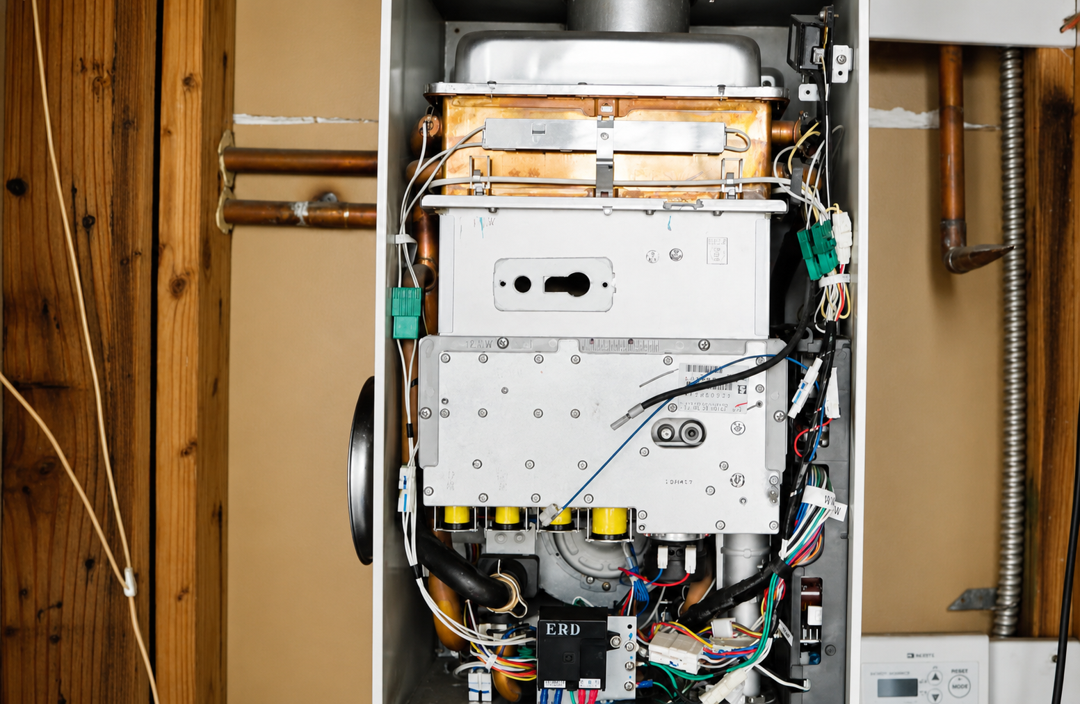 Stafford Plumbing Solutions technician servicing a water heater